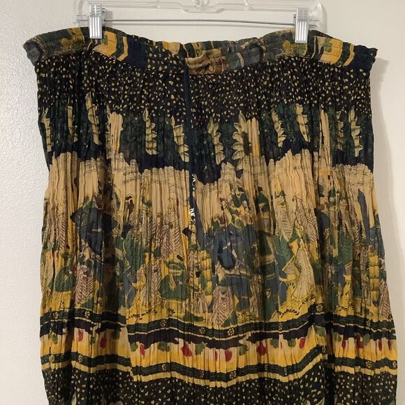 Gold Star Vintage Bohemian Hippie Indie Asian Inspired Wearable Art Maxi Skirt - Picture 2 of 8